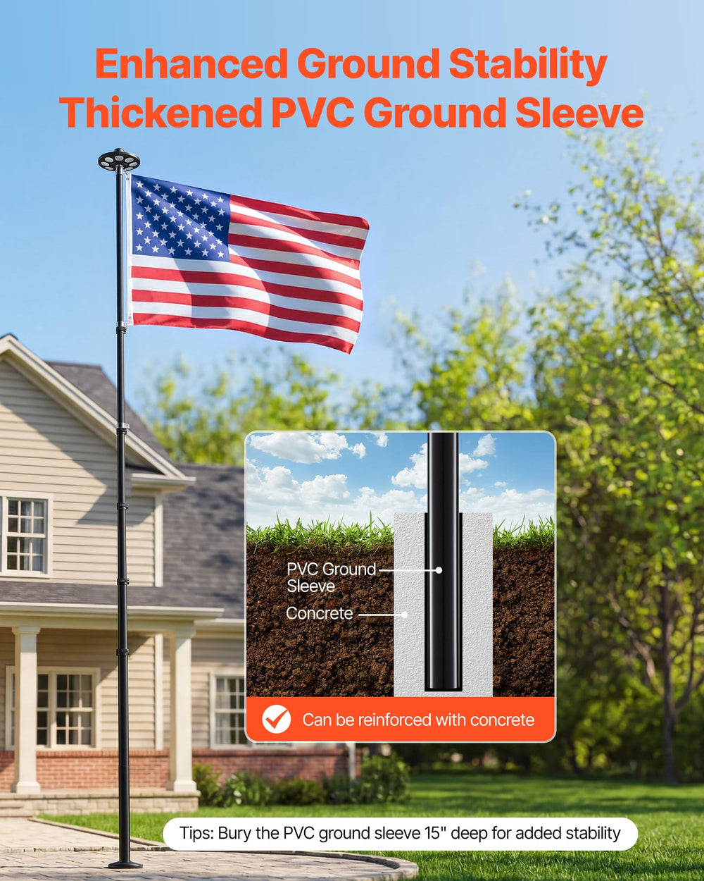VEVOR telescoping joints expanded showing quick one-person setup