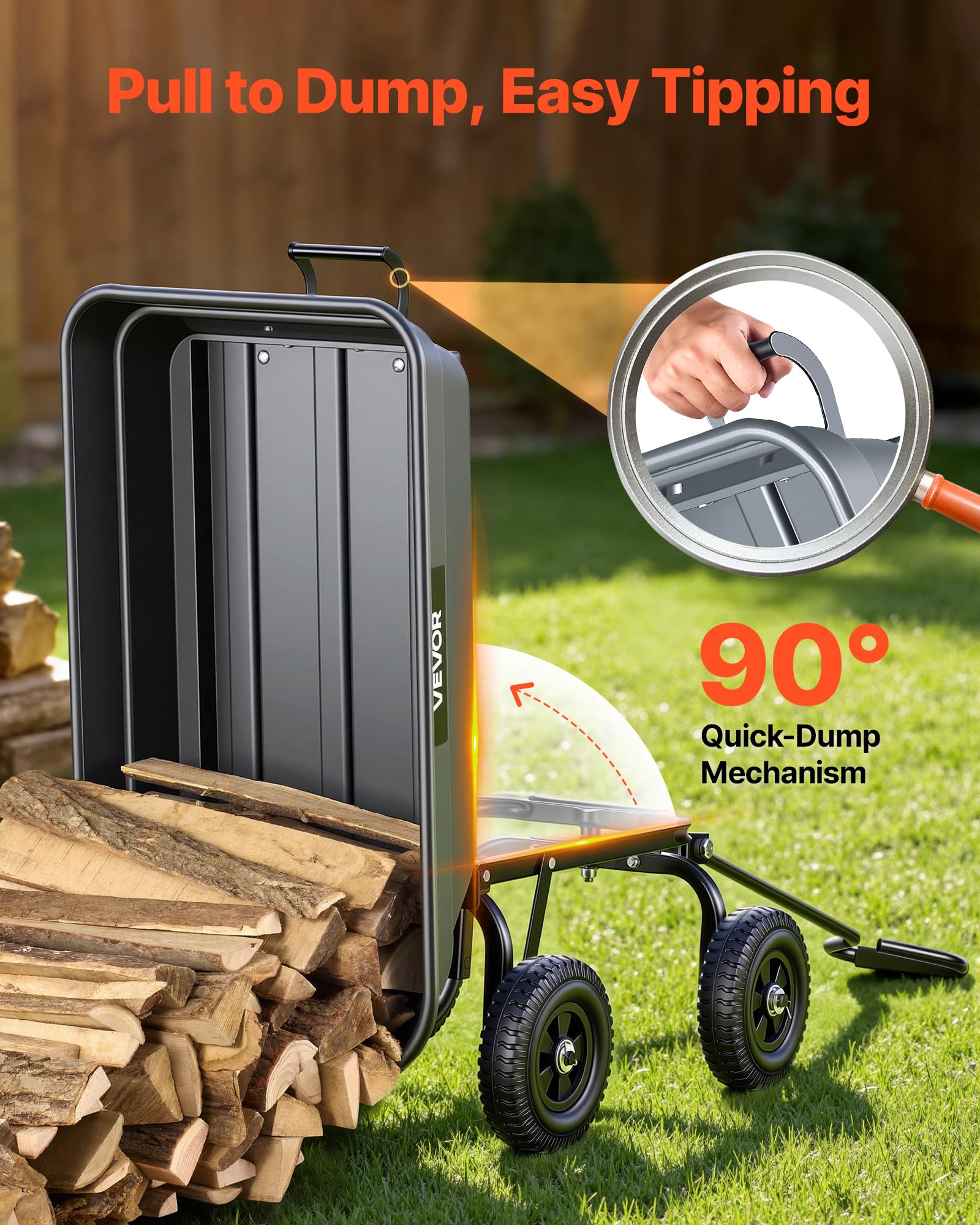 VEVOR 8 inch flat-free tire side view offering puncture-free rolling benefit