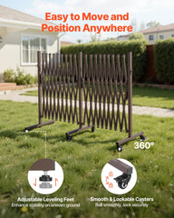 VEVOR folded compact barricade stored upright showing space-saving benefit
