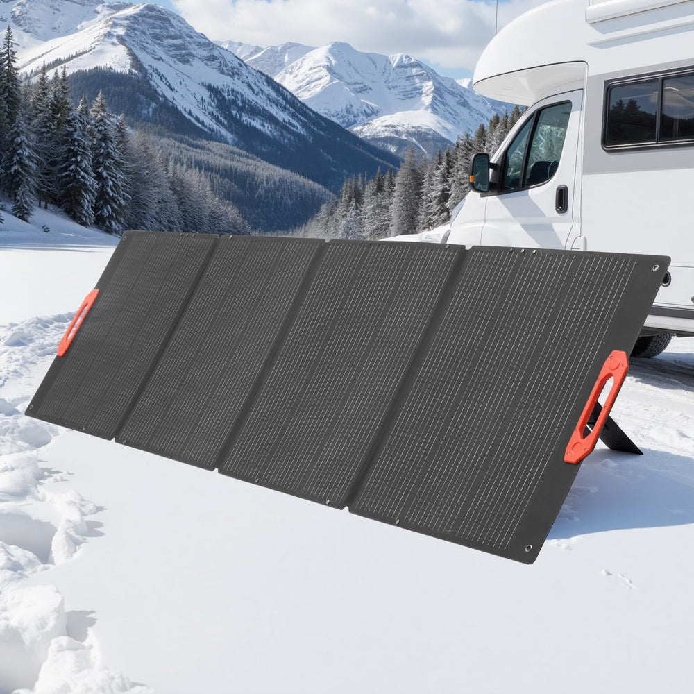 VEVOR folded panel beside a backpack illustrating compact travel-friendly size