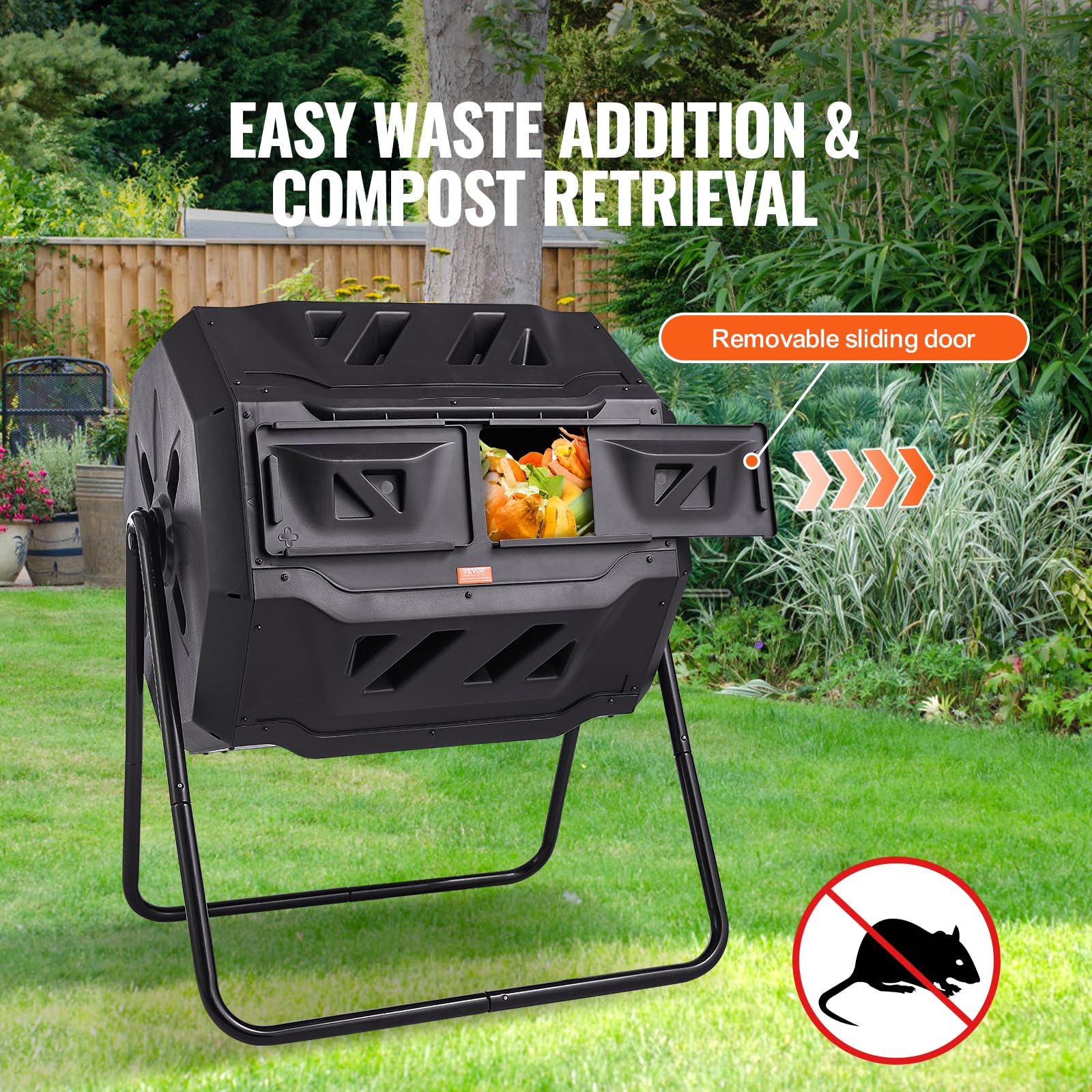 VEVOR steel frame and supports providing sturdy, weatherproof stability