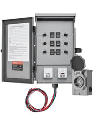 VEVOR front enclosure showing transfer switch and clear labeling for quick installation