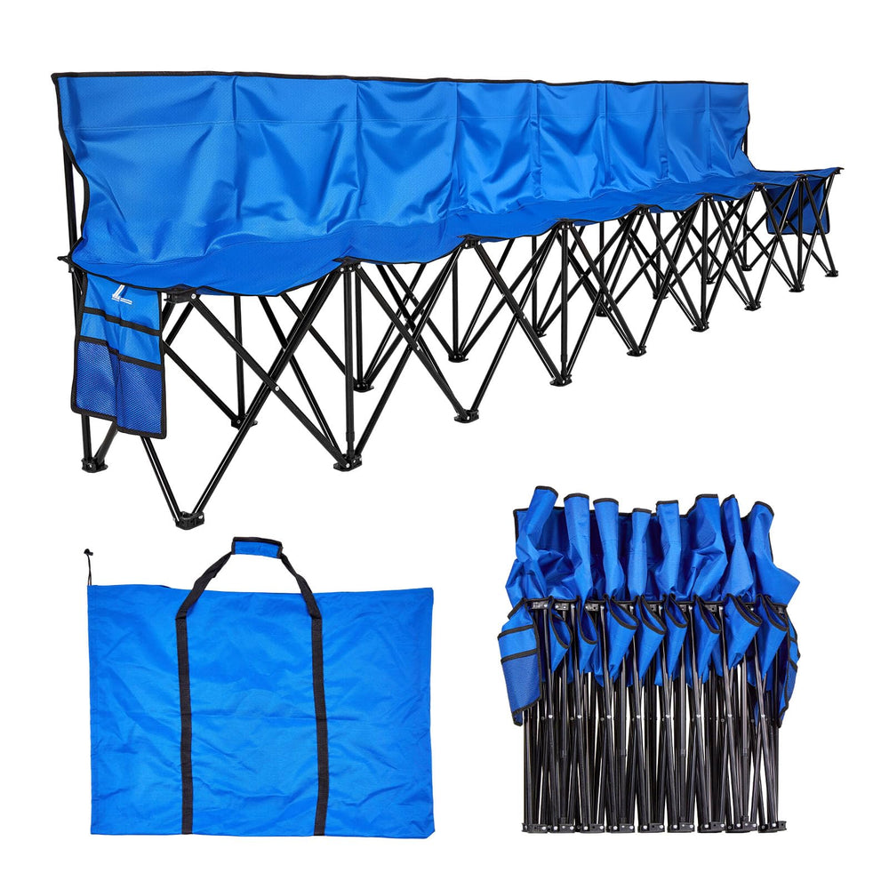 VEVOR front view of folded bench for compact transport