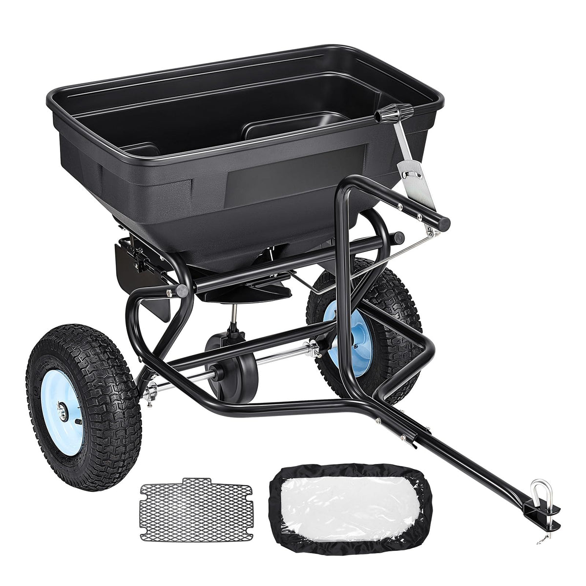 VEVOR front hopper view showing large 130 lb capacity and easy filling