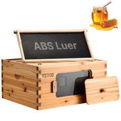 VEVOR front view of deep brood box showing sturdy build and beeswax finish