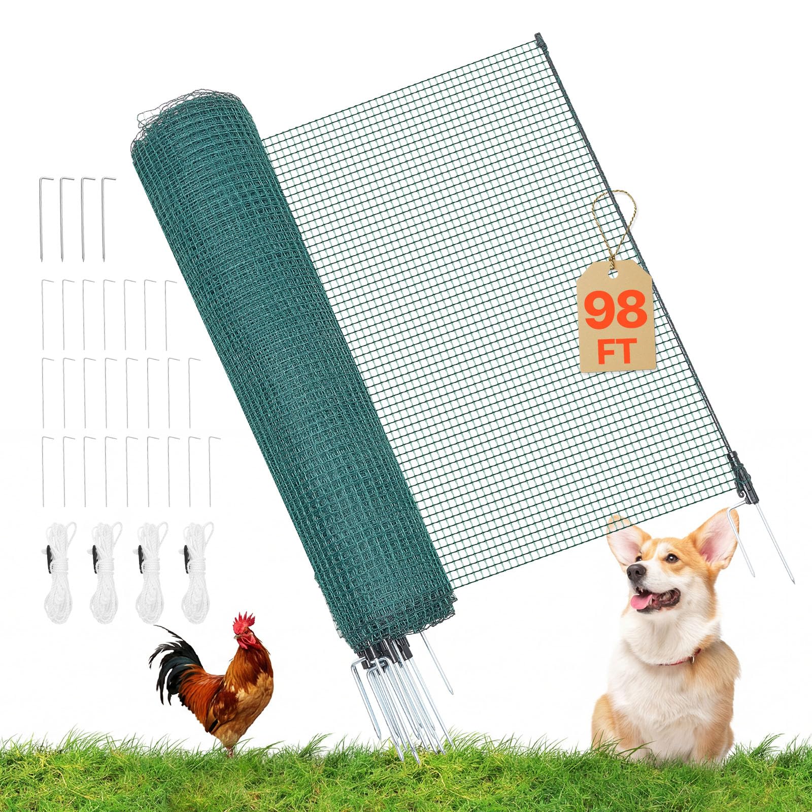 VEVOR front packaging showing full fence kit with benefits of complete components