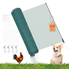 VEVOR front packaging showing full fence kit with benefits of complete components