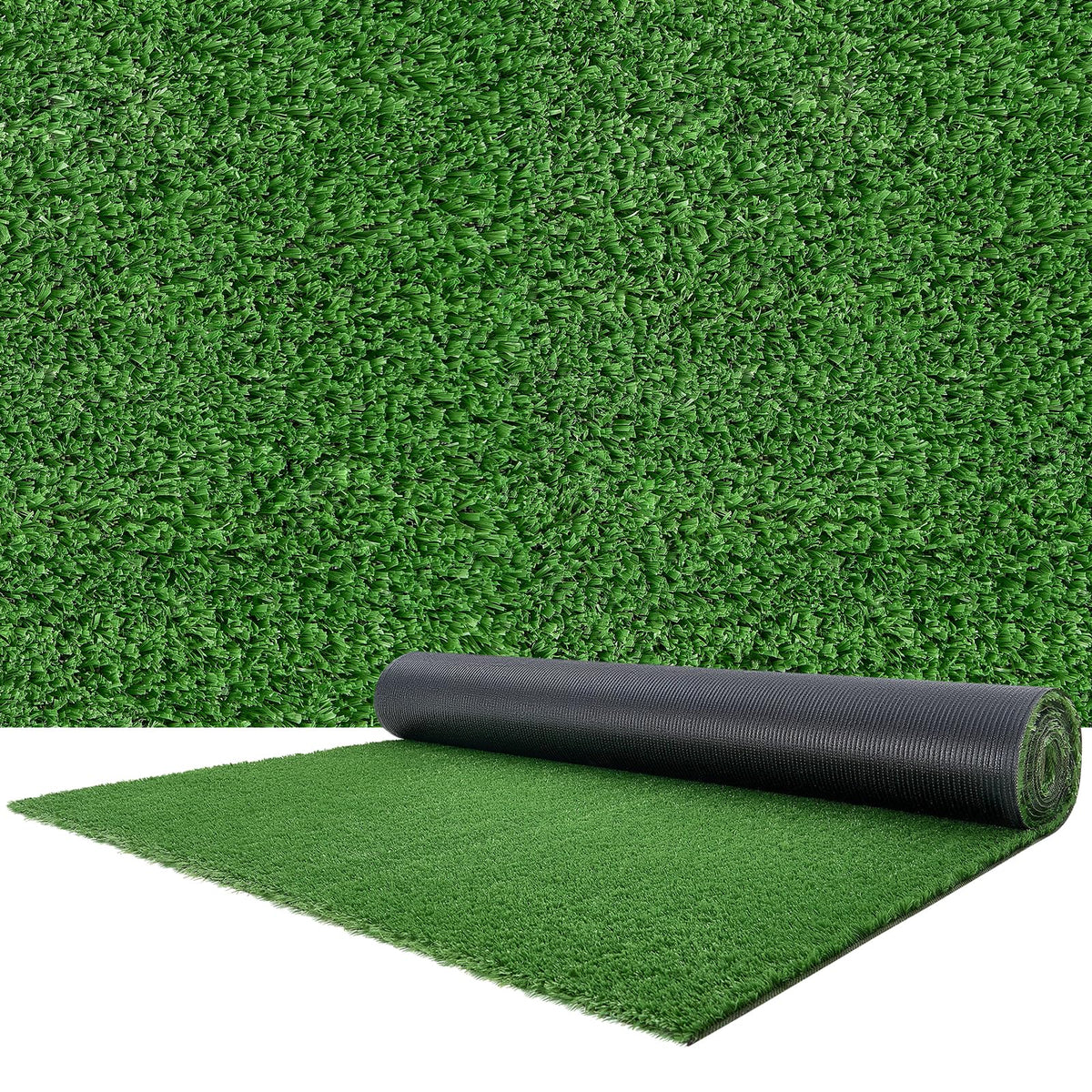 VEVOR front view of grass rug showing neat edges and green color benefit: instant greenery