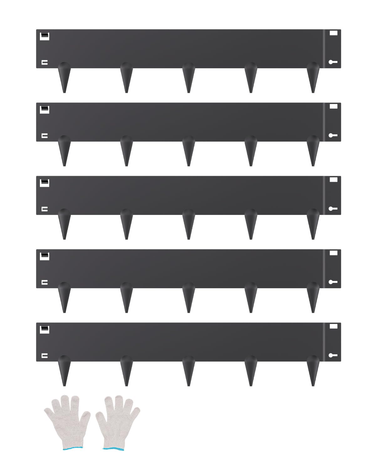 VEVOR front packaging showing five edging strips and boxed kit benefit: clear contents