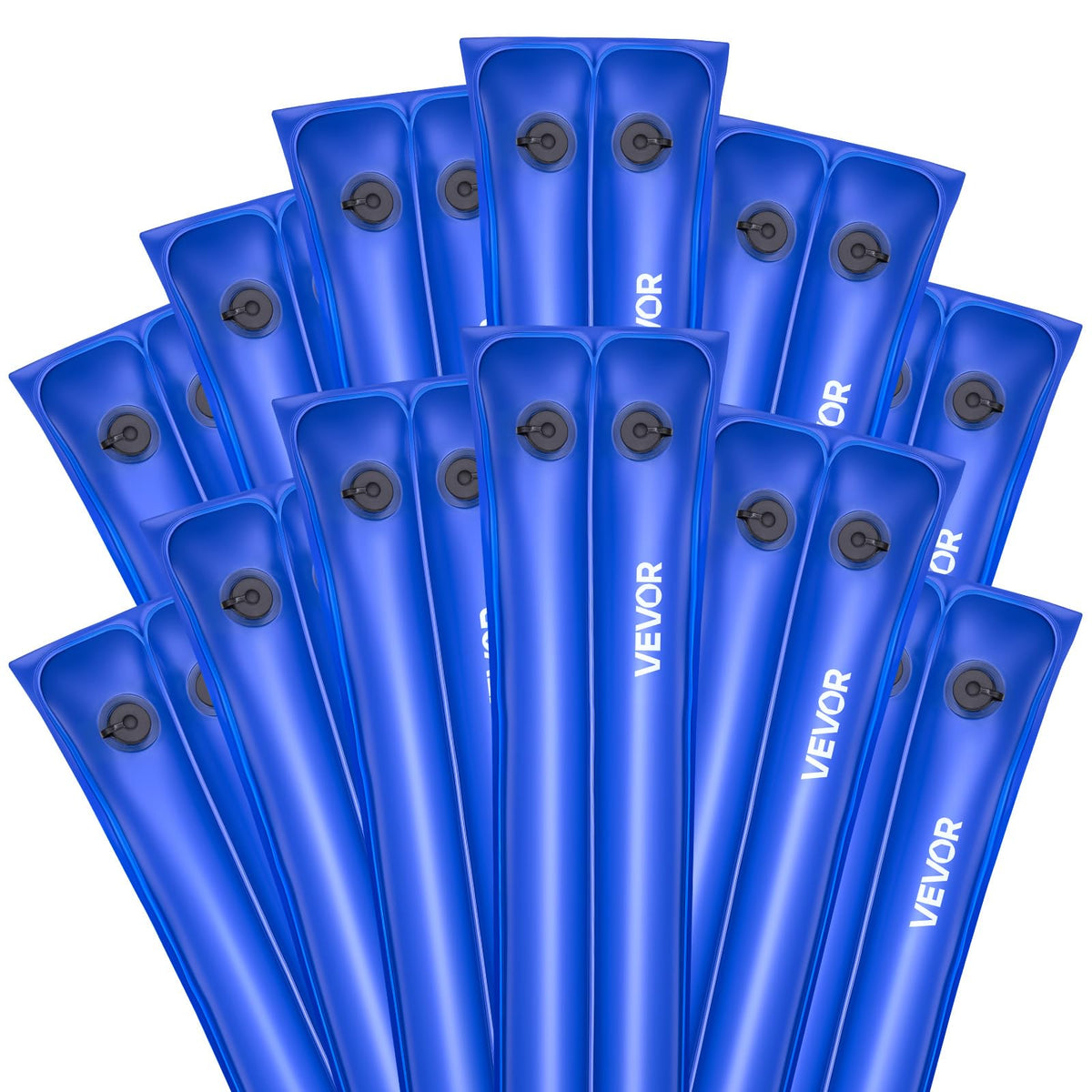 VEVOR front view of 12-pack pool cover water bags showing benefit of secure cover hold