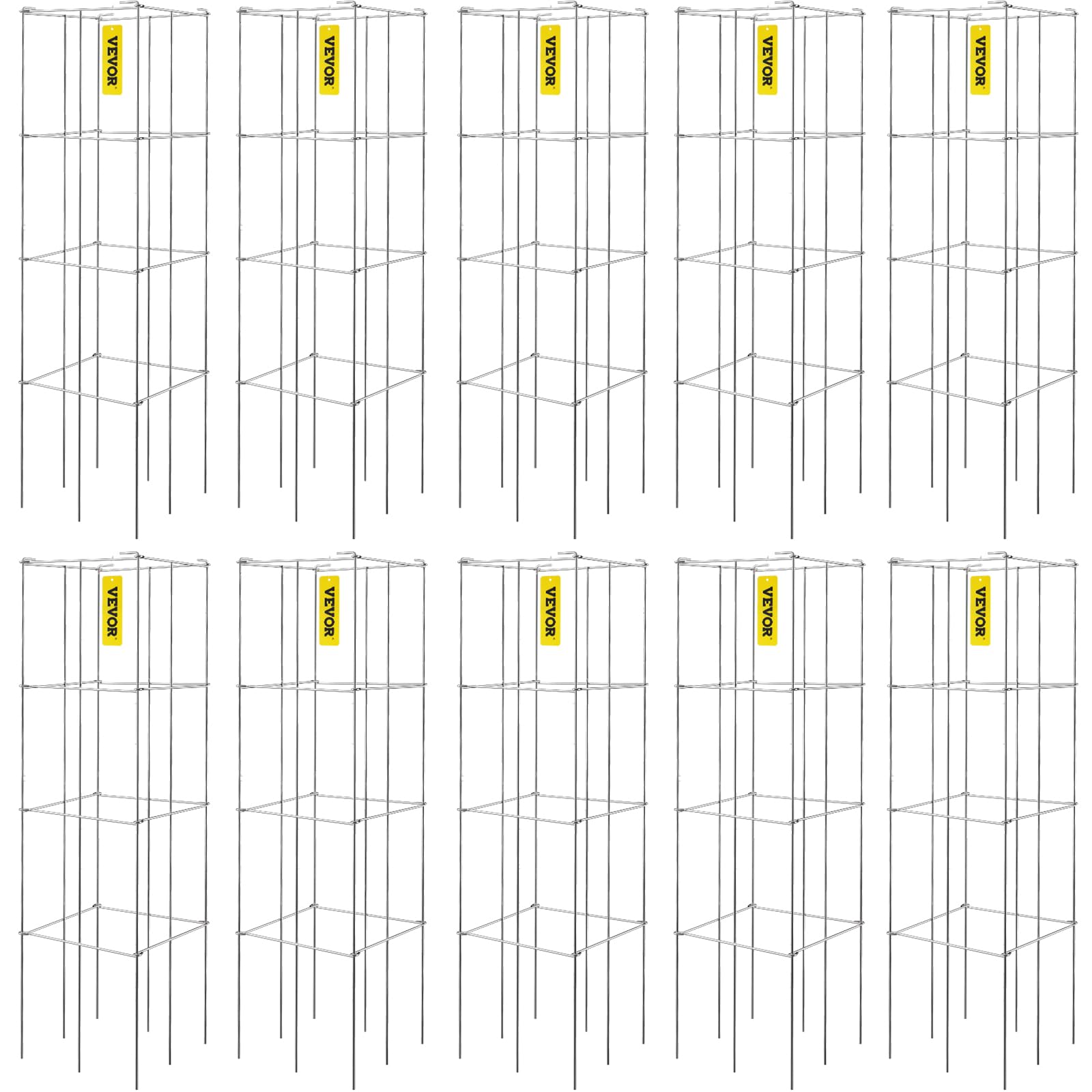 VEVOR front view of ten stacked cages showing compact pack benefit