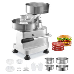 VEVOR front view of commercial burger press showing sturdy lever and frame