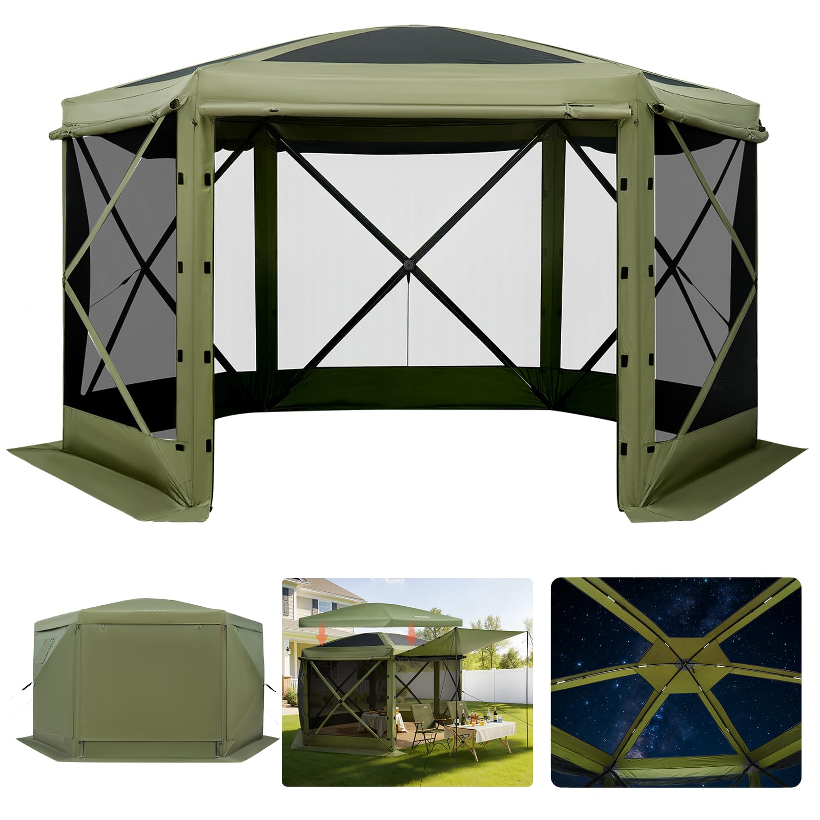 VEVOR front view of 10x10 canopy showing roomy shelter and shade benefit