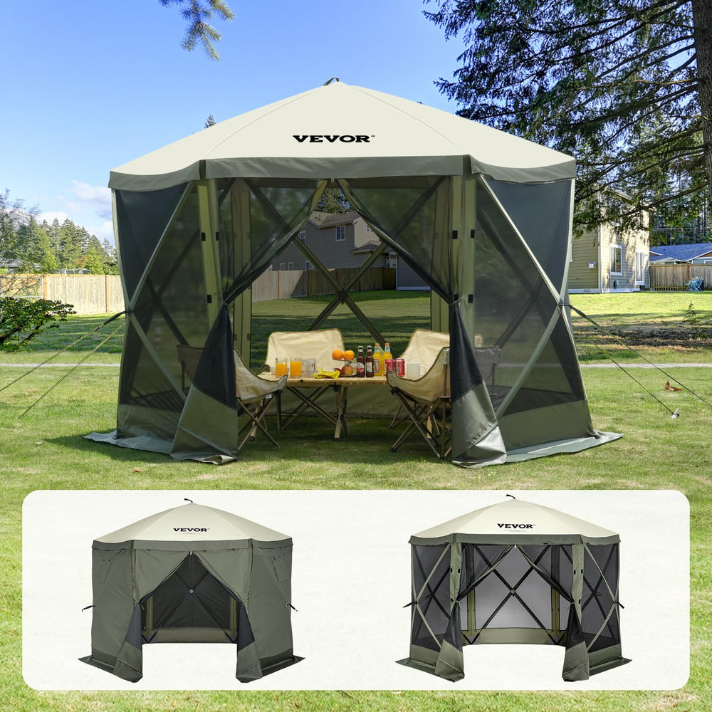 VEVOR front view canopy showing full coverage and instant shelter benefit