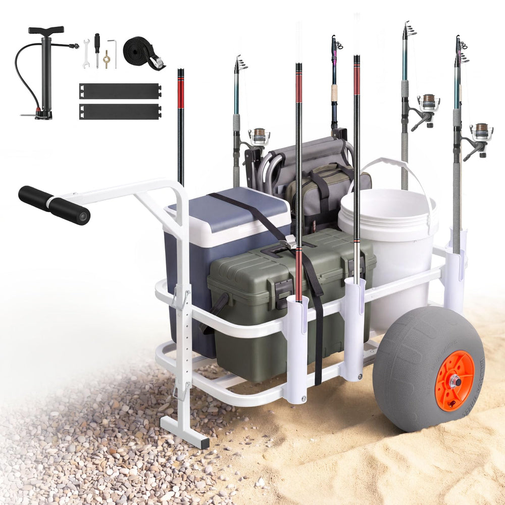 VEVOR front view of beach cart showing cargo space and stability