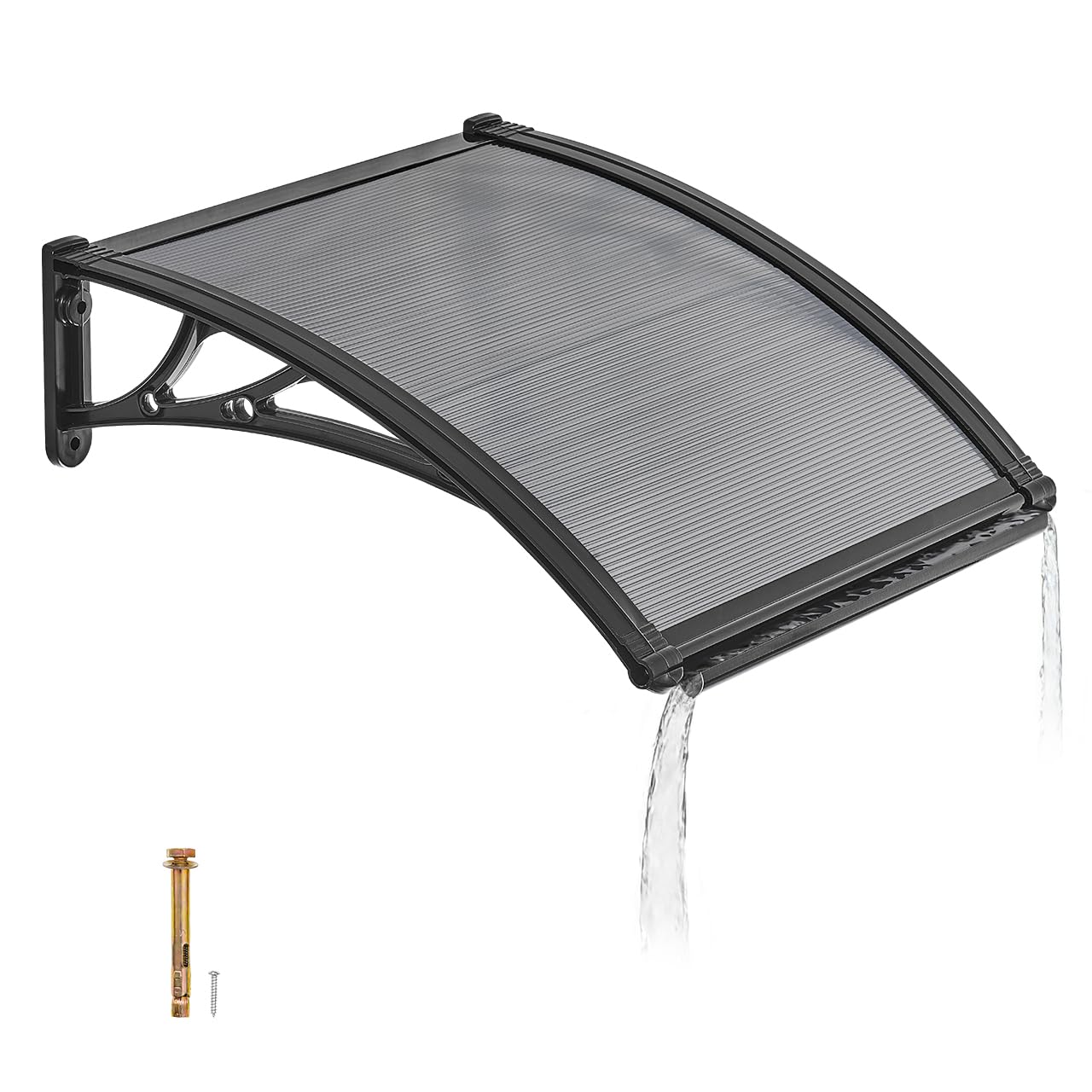 VEVOR front view of smoky gray door awning protecting entrance
