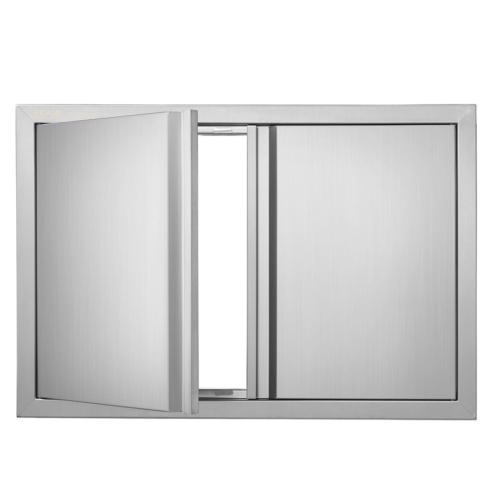 VEVOR front view of flush-mounted stainless BBQ door showing clean finish and integration