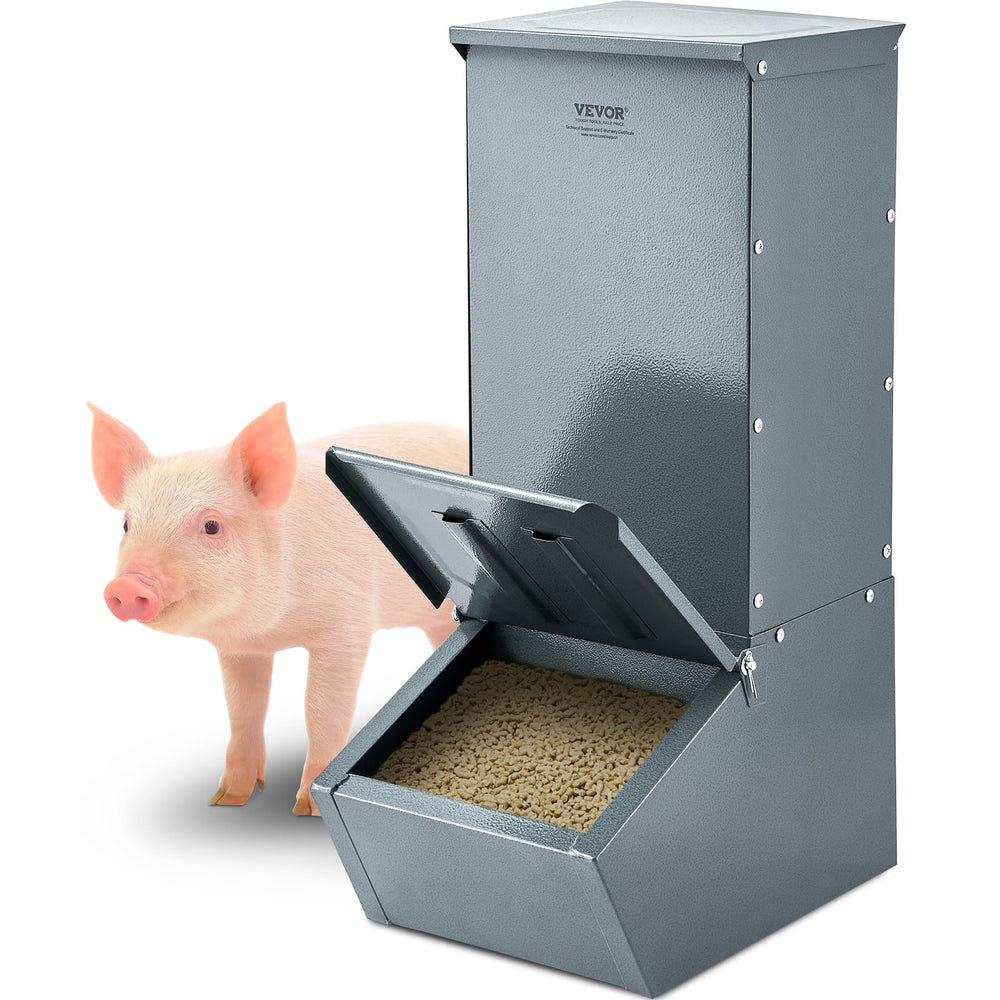 VEVOR front view of hog feeder showing durable design and easy access