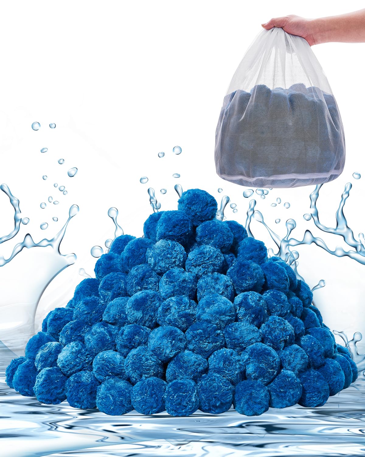 VEVOR front packaging showing reusable filter balls and benefits