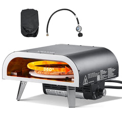 VEVOR front view of propane pizza oven showing compact design and portability benefits