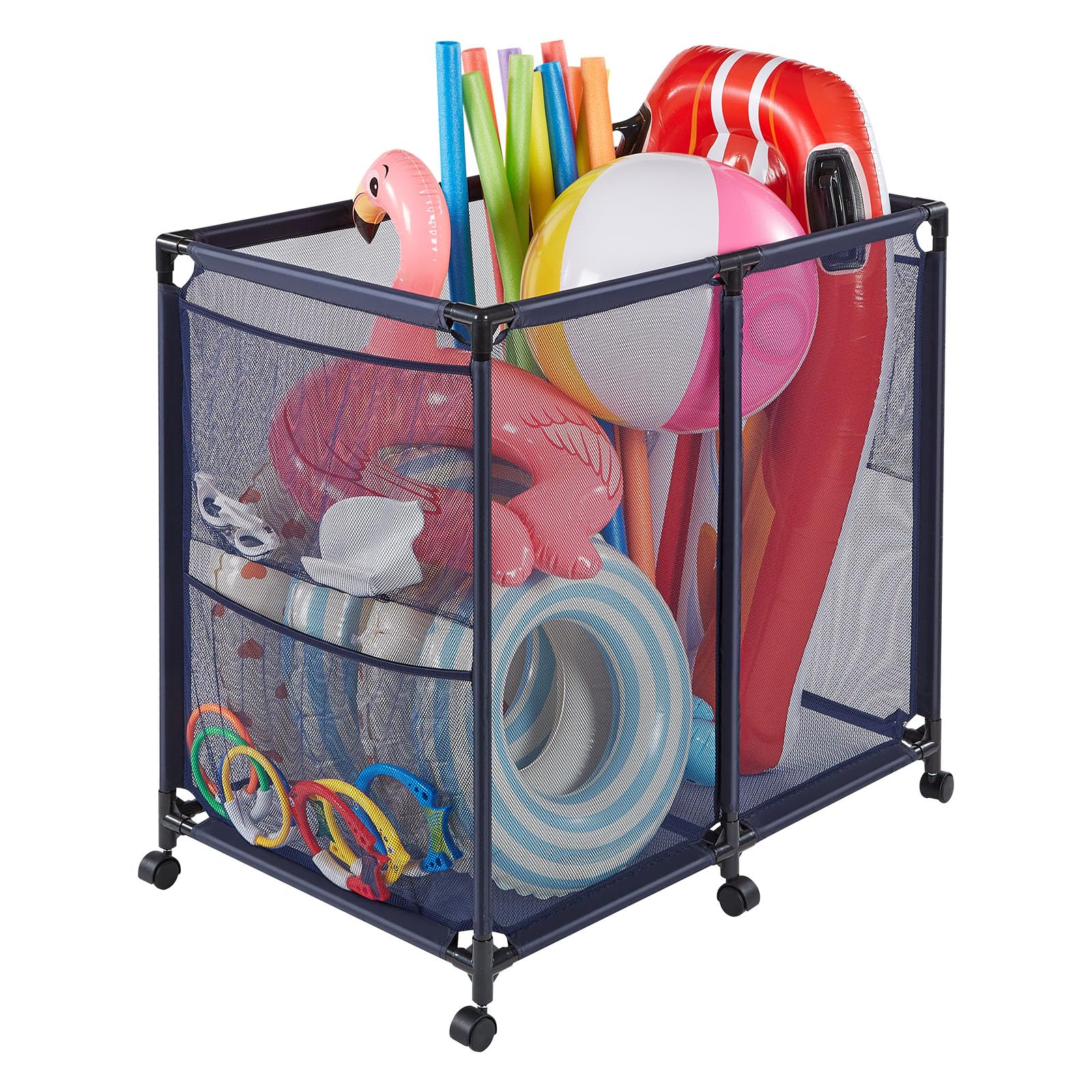 VEVOR front view of pool storage bin showing large capacity and neat organization
