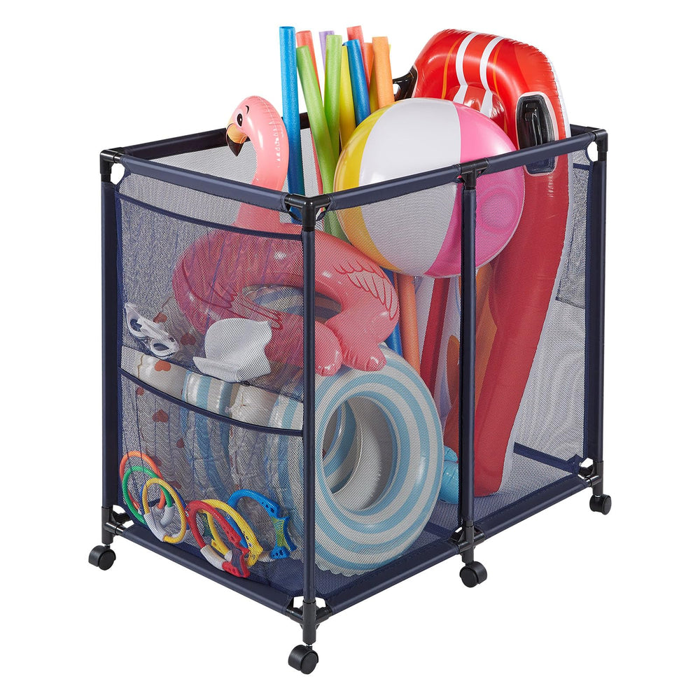 VEVOR front view of pool storage bin showing large capacity and neat organization