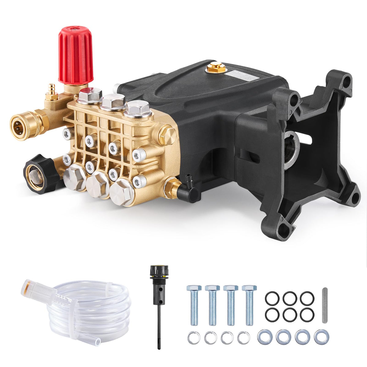 VEVOR front view of pump showing durable casing and ports for easy identification and replacement