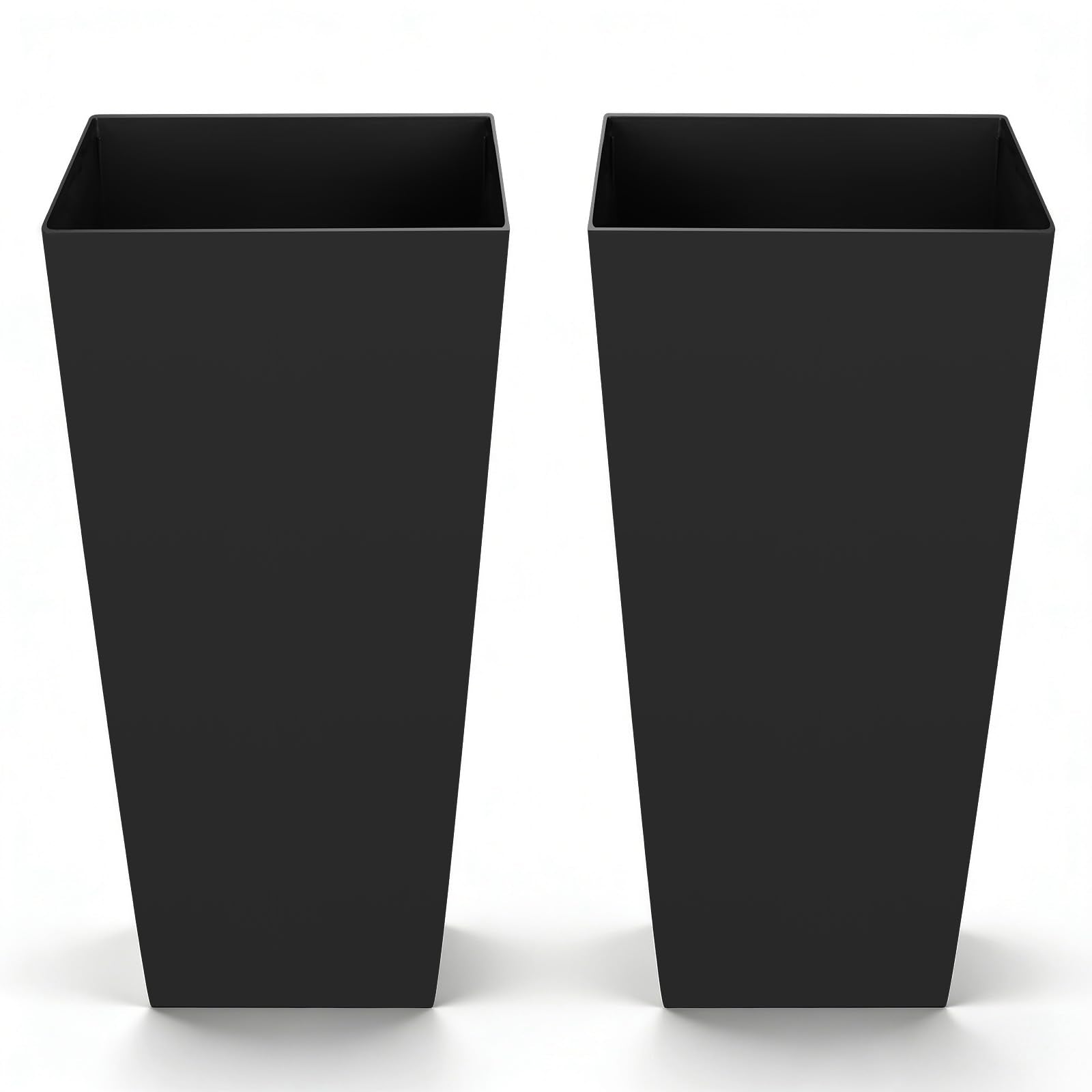 VEVOR front view of two black tapered planters showing modern curb appeal