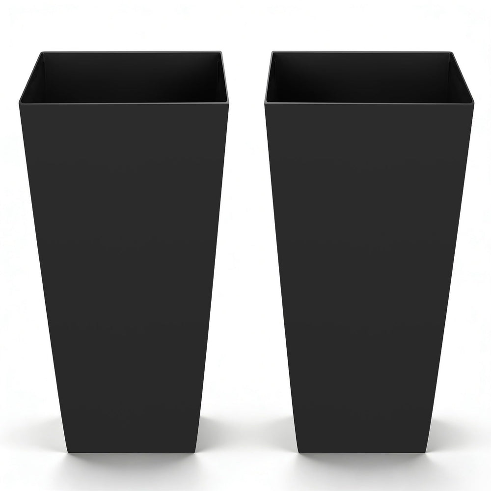 VEVOR front view of two black tapered planters showing modern curb appeal