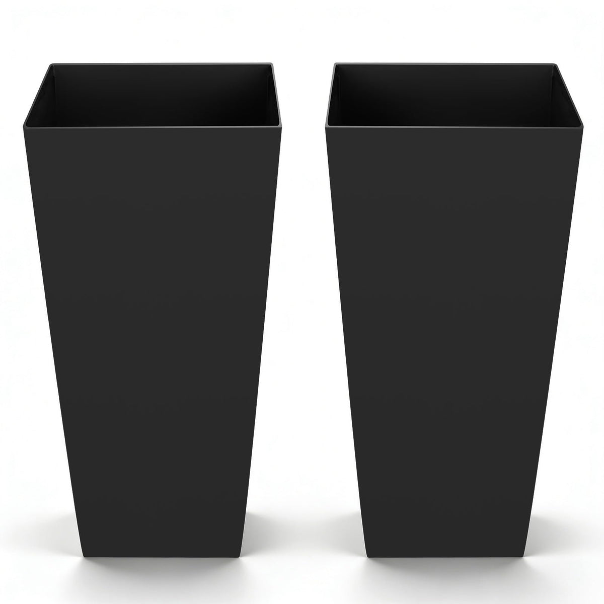 VEVOR front view of two black tapered planters showing modern curb appeal