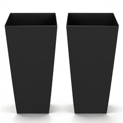 VEVOR front view of two black tapered planters showing modern curb appeal