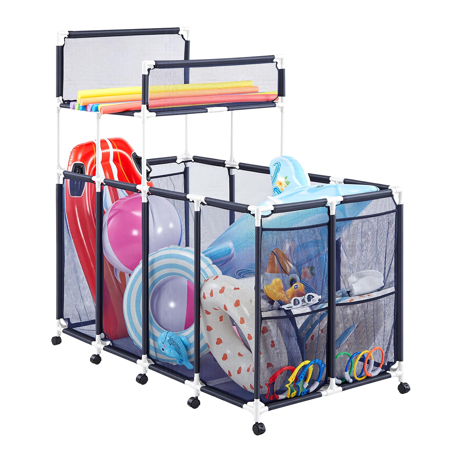 VEVOR front view showing full pool storage capacity and organization benefit