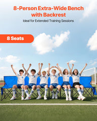 VEVOR full assembled bench side view showing eight seats and backrest