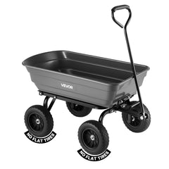 VEVOR front view of garden cart showing sturdy bed and frame, durable hauling