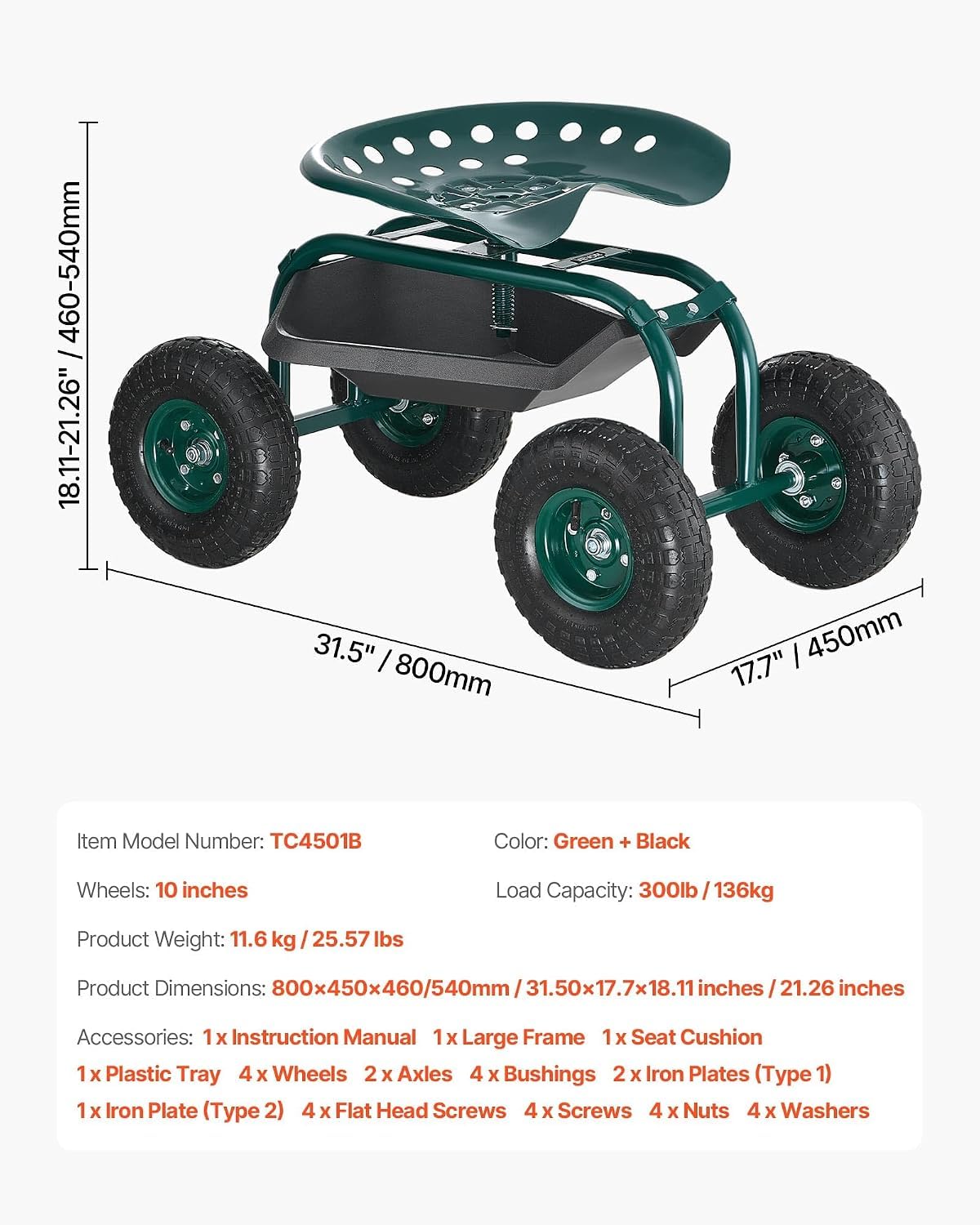 VEVOR cart next to a chair for size comparison and ergonomic benefit