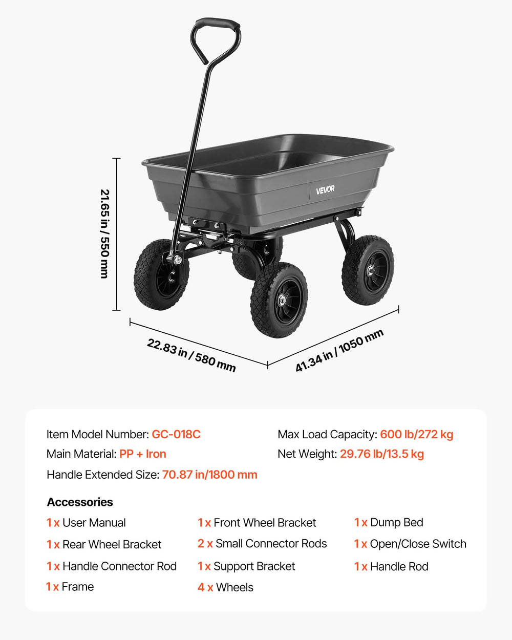 VEVOR cart beside a person for scale, demonstrates compact high-capacity advantage