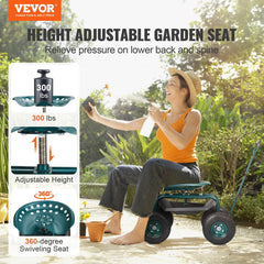 VEVOR close-up of widened padded swivel seat offering comfort during long tasks