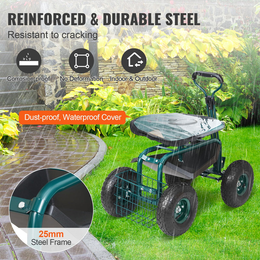 VEVOR side profile in yard showing reinforced steel construction and stability