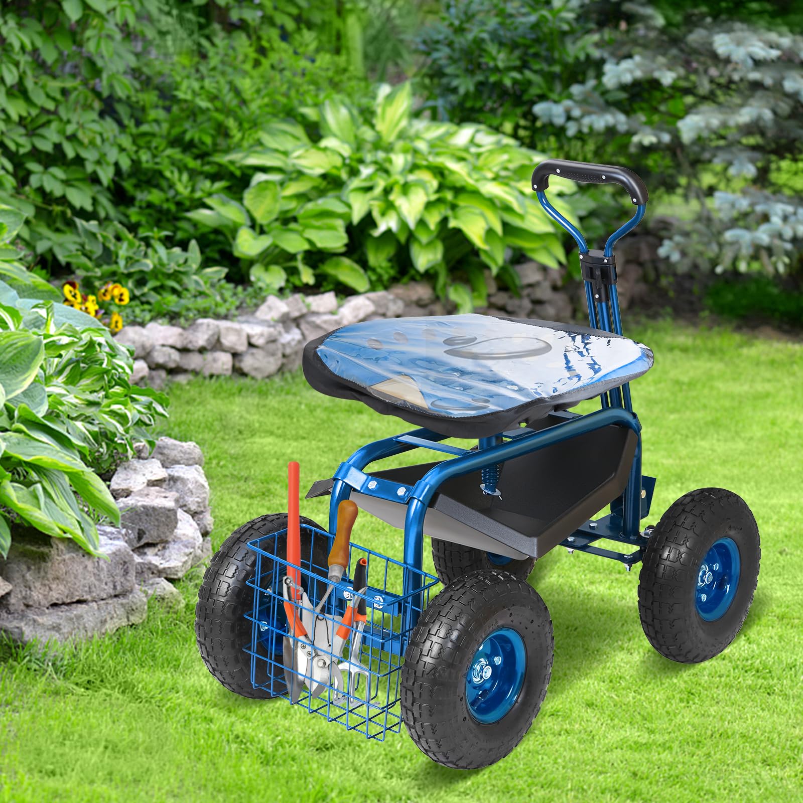 VEVOR inflatable treaded tire and reinforced steel frame for stable traction