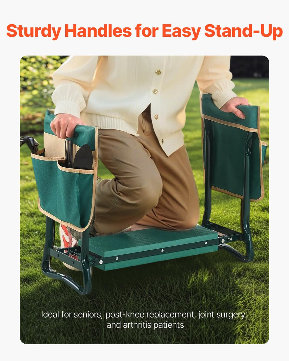 VEVOR close-up of side handle offering strong leverage to stand up safely