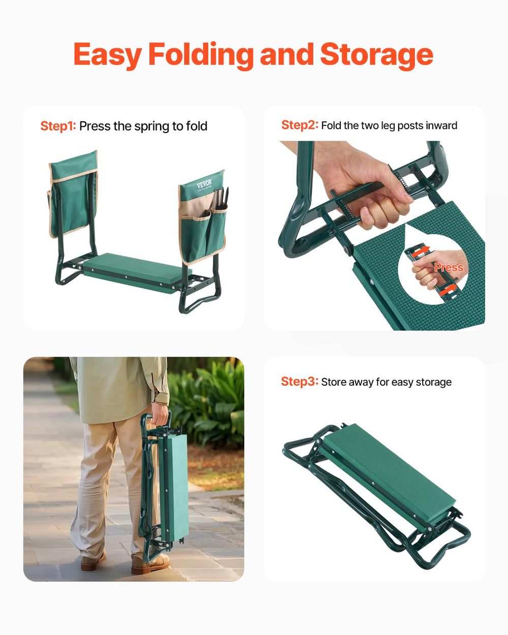 VEVOR demonstration of bench supporting heavy weight to show 330 lbs capacity