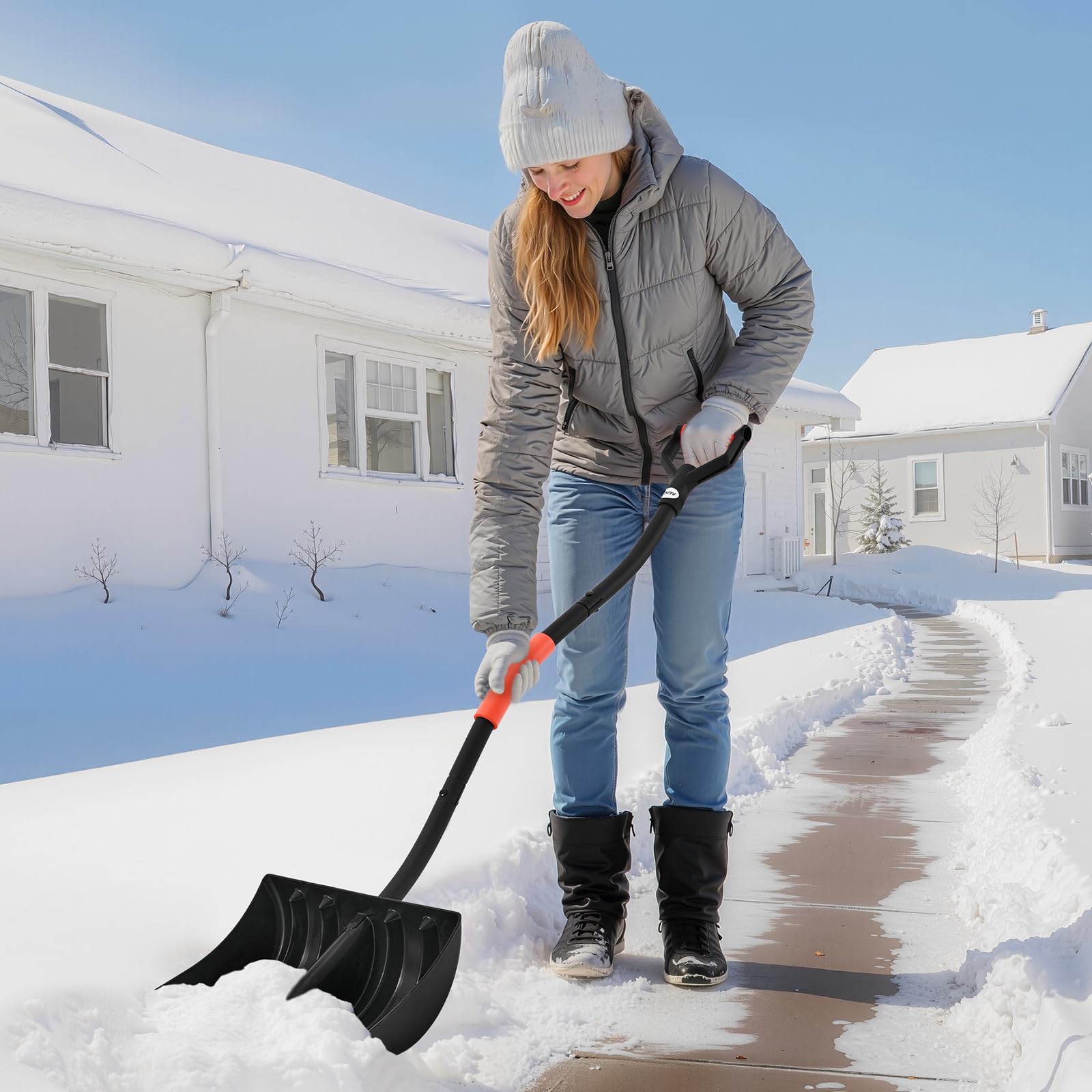 VEVOR shovel moving sand in garden to show multi-use versatility