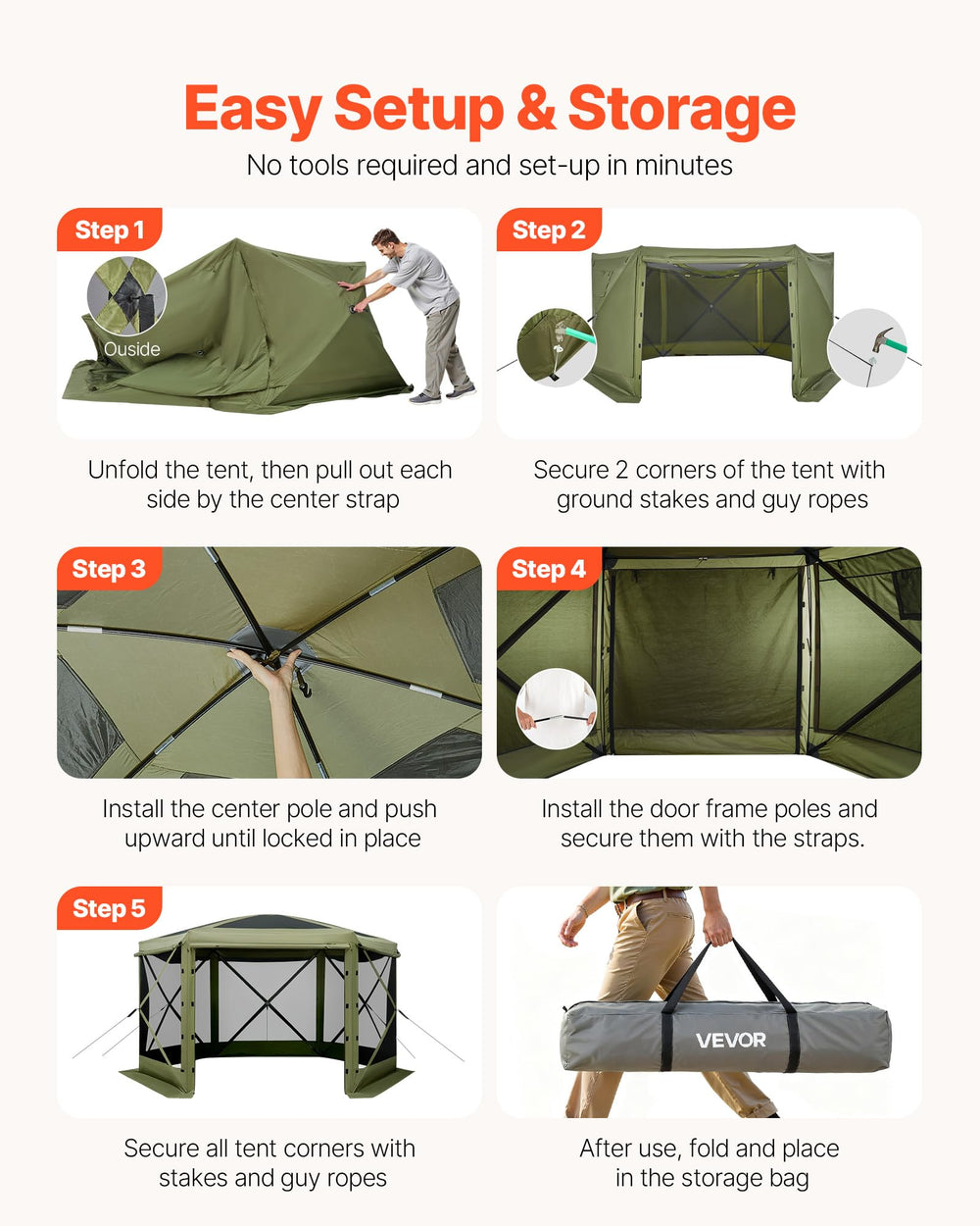 VEVOR gazebo door panel zipper detail for secure entry and easy access benefit