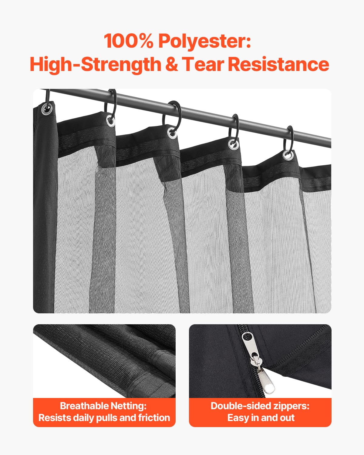 VEVOR hanging ring and plastic hook showing flexible mounting options