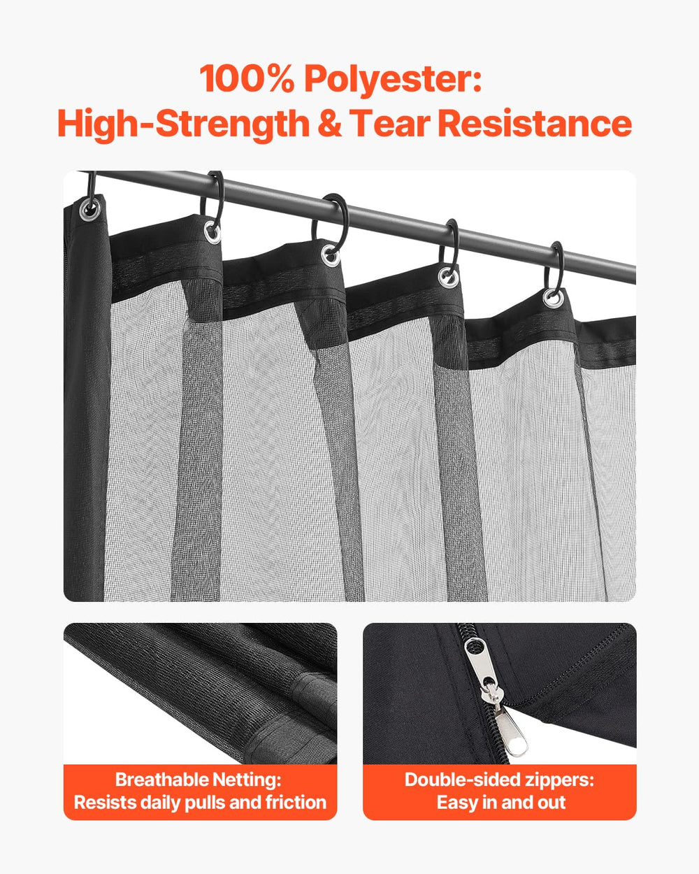 VEVOR hanging ring and plastic hook showing flexible mounting options