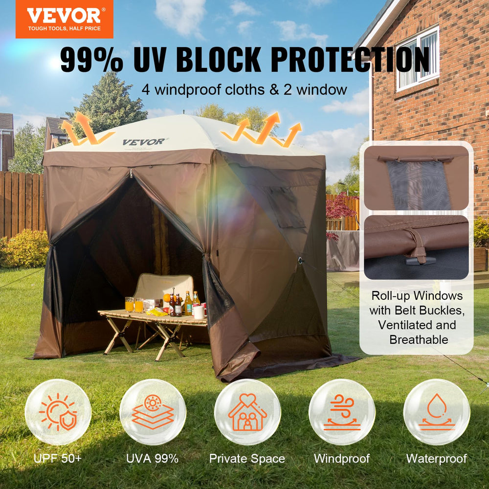 VEVOR interior space of screen tent showing roomy shade and ventilated comfort benefit