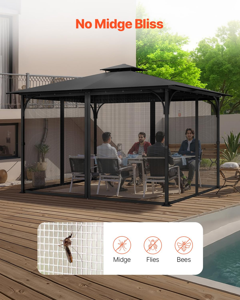 VEVOR fine polyester mesh closeup blocking small insects while allowing airflow
