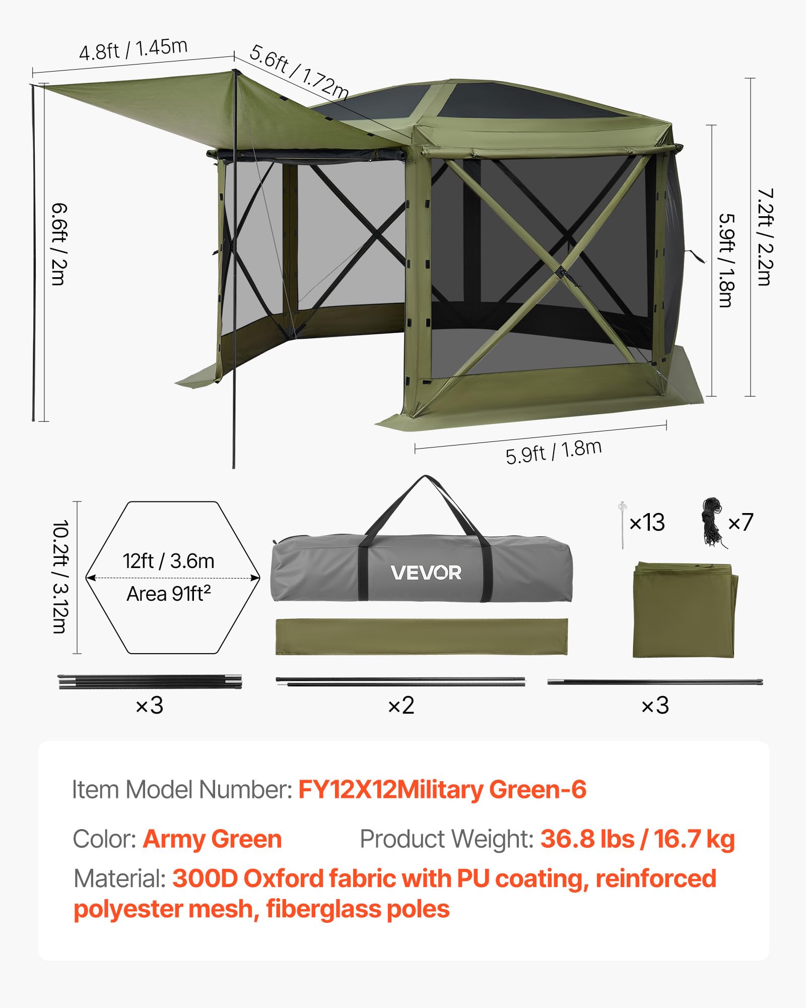 VEVOR gazebo folded in carry bag for compact transport and storage convenience