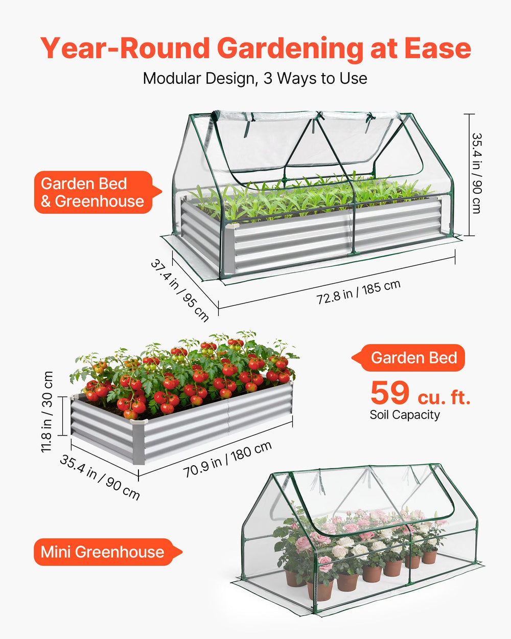 VEVOR close-up of roll-up greenhouse window with strap for easy access and ventilation