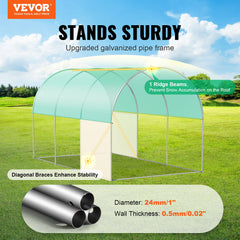 VEVOR close-up galvanized frame detail highlighting structural strength benefit